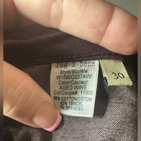 Rag & Bone The Dre Pants Size 30 in Aged Wine Color Casual Grunge Stretch - Picture 9 of 12